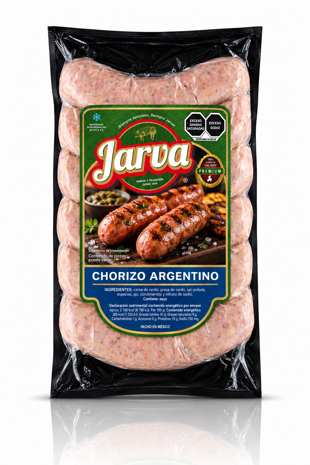 Chorizo Argentino JARVA, Con empaque